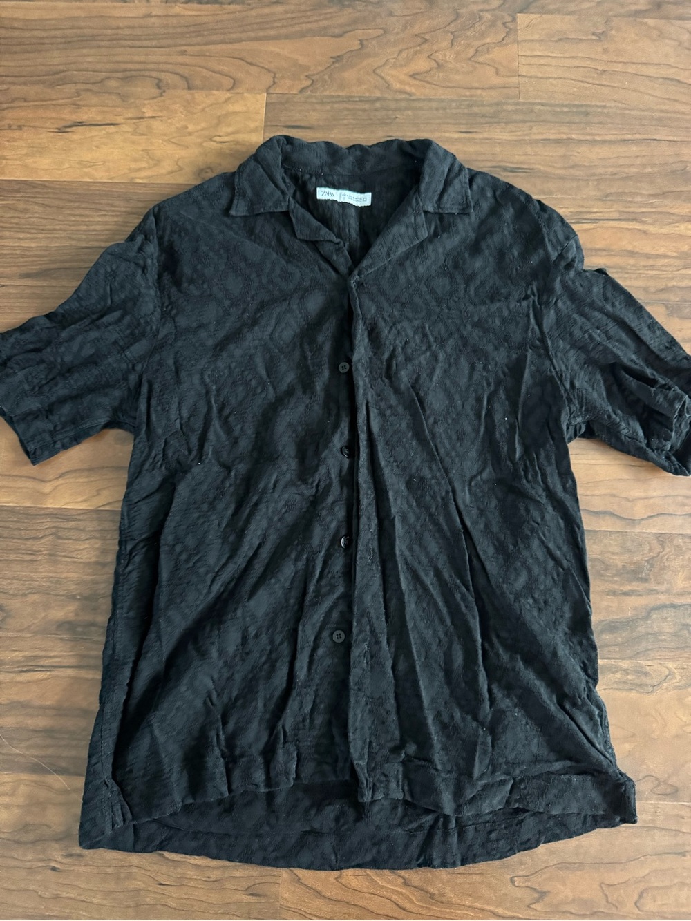 Zara Black Short-Sleeve Button Front Shirt